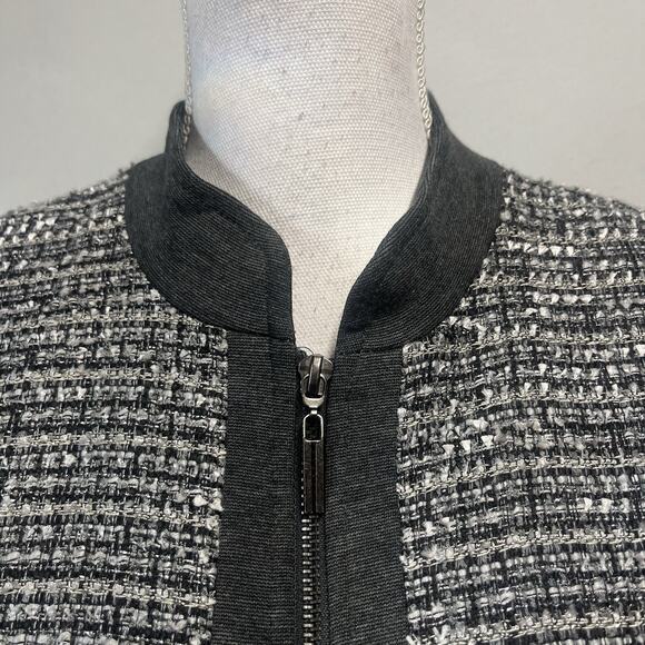 Alfred Dunner Jacket size 16 Petite Gray Tweed Zip Front Avenue Louise Career - Picture 4 of 8